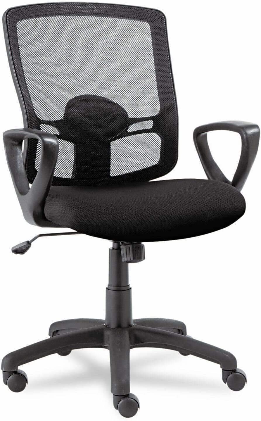 Office Chair Mesh Mid-Back Swivel & Tilt Desk Chair – Black (Fully Cleaned) Description: This black mesh mid-back office chair is in very good overal