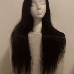 32” Black Human Hair Wig