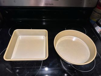 "9"" Nonstick Aluminized Steel Round Baking Pan and "8"" Nonstick Aluminized Steel Square Baking Pan Gold - Figmint"
