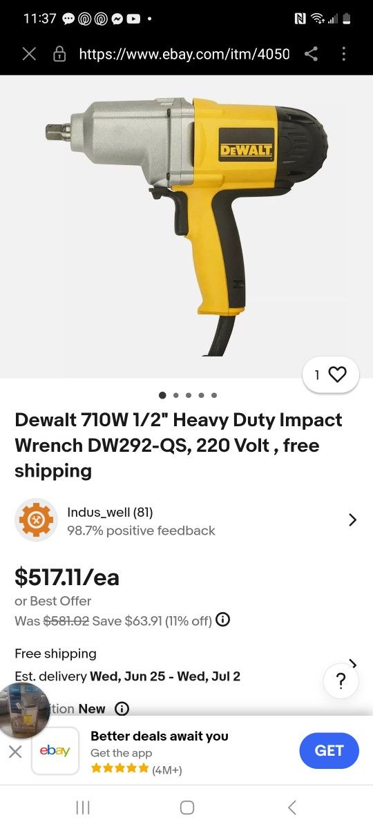 Dewalt impact gun half inch retails For 500