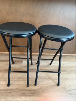 Pair of Black Folding Bar Stools