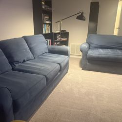 Blue Couch And Loveseat 