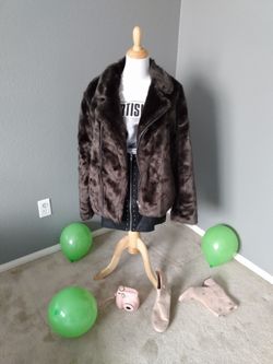Lush Brown Faux Fur Coat.