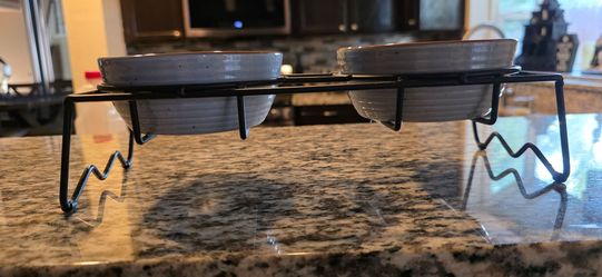 Elevated Pet Feeder with Two Ceramic Bowls