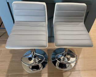 Grey & White Adjustable Swivel Bar Stools