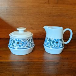 Noritake Blue Moon Creamer And Sugar With Lid