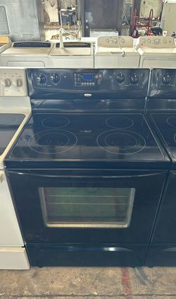 Whirlpool Electric Stove Black - Glass Top, Self Clean