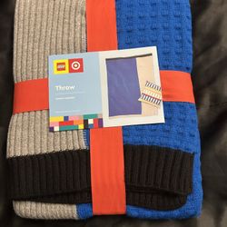 Lego X Target Collection Blanket Throw Gray/Blue/Black Brand New