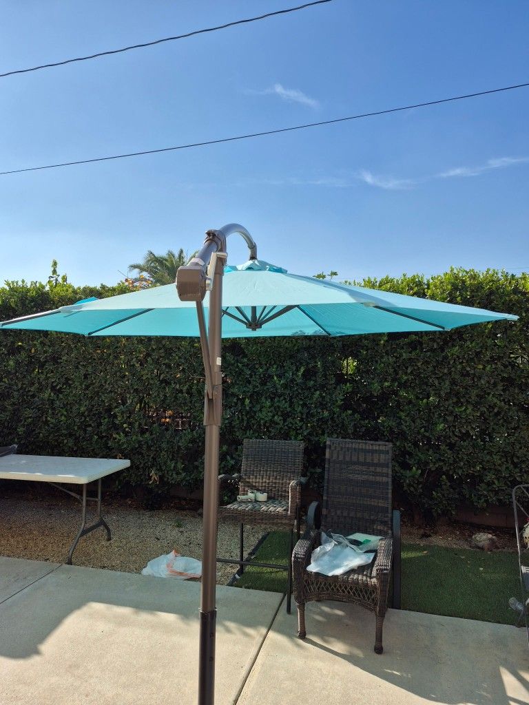 10" FT Offset Cantilever Market Umbrella Patio Color: Baby Blue Base Included