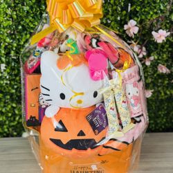 New Hello Kitty Pumpkin Blanket and Plush Gift Basket