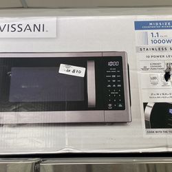 Vissani 1.1 cu. ft. Countertop Microwave in Fingerprint Resistant Stainless Steel 