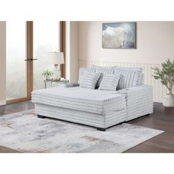  Corduroy Oversized Sofa Chaise Lounge Chair with Cupholders and USB Charging Port