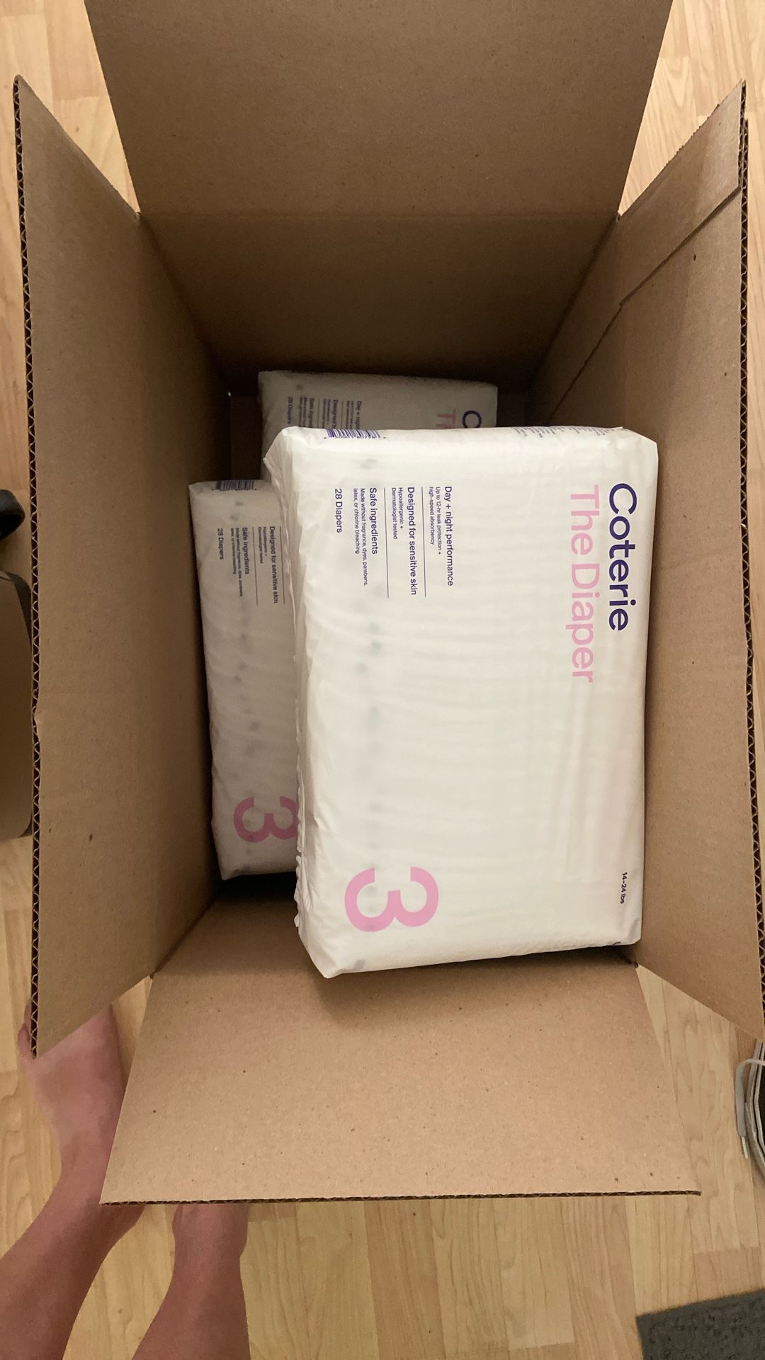 4 New Unopened Coterie Diapers Size 3