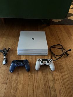 PS4 Pro Glacier White 1TB + 2 Controllers + Cables - $250 (Los Angeles)
