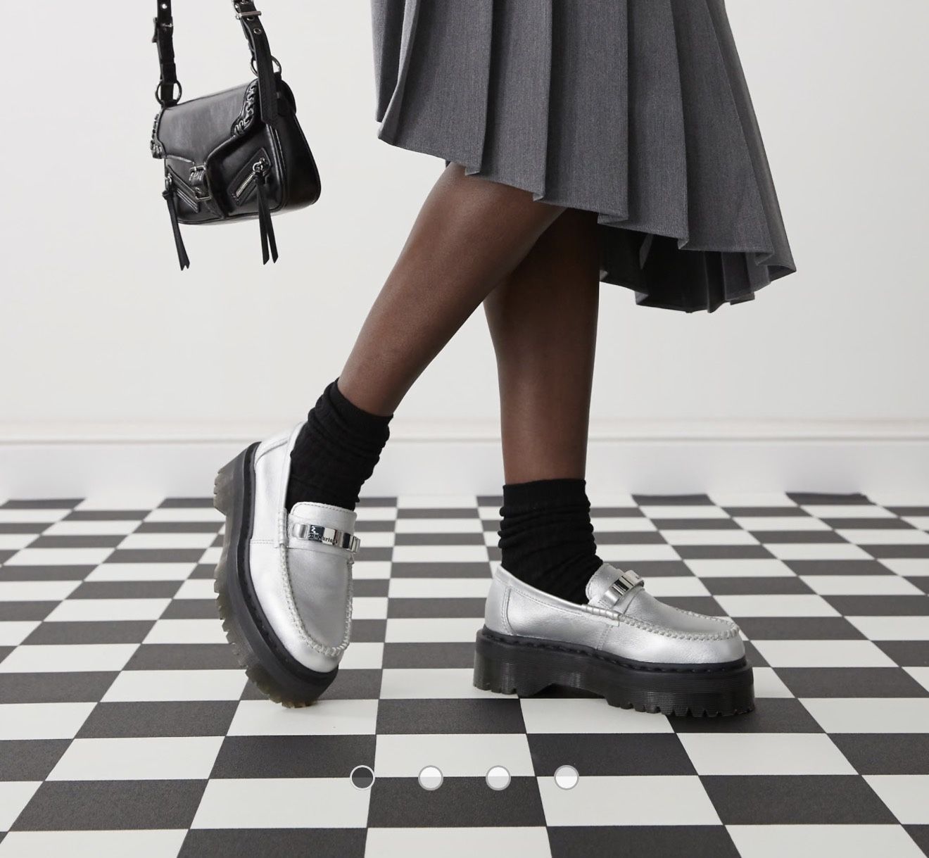 Dr Martens Loafers Penton II Quad Retro Men 9/Women 10 Metallic Silver Chunky