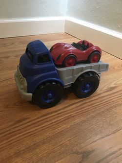 Tow truck and Race Car Made from Recycled Plastic