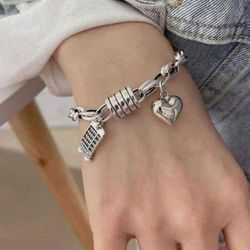 925 Sterling Silver Abacus Heart Women's Bracelet Gift