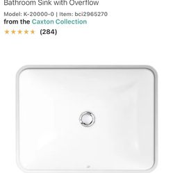 New Kohler Caxton Rectangle 20-1/4" Undermount Bathroom Sink with Overflow