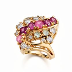 $998 6 Grams Of 18 K Gold WOW!Antique Art Deco 18 k  Gold Ring With Rubies And Diamonds
