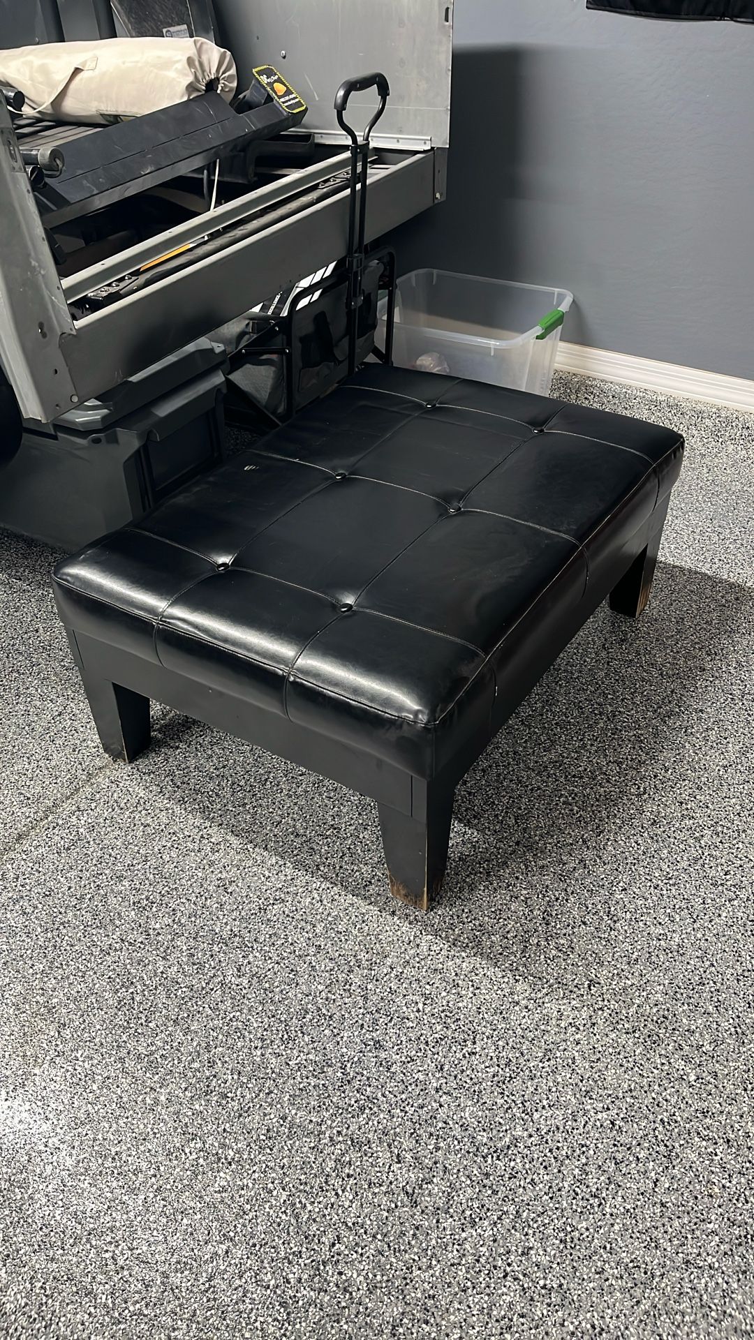 Black Leather Ottoman