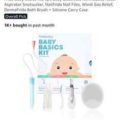 Frida Baby Basics Kit, Baby Essentials Kit Includes Nasal Aspirator Snotsucker, NailFrida Nail Files, Windi Gas Relief, DermaFrida Bath Brush + Silico