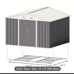 10x8 New Metal Shed Comes With 2boxes