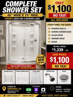COMPLETE SHOWER SET SALE – ONLY $1,100 (NO TAX!) 🚿  Upgrade your bathroom with this brand-new complete shower set at an unbeatable price!  Red more d