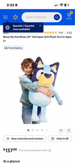 New with tags Bluey My Size 36" Giant Plush Toy