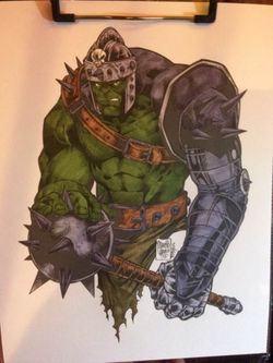 Gladiator Hulk Hand Colored Artwork