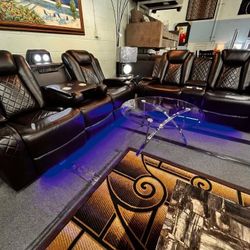 SOFA SET WITH SPEAKER AND 4 RECLINERS