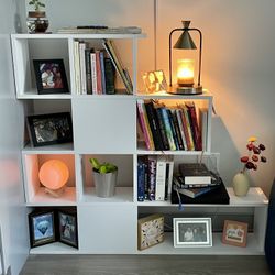 White Geometric Bookcase ( 43'' H x 47'' W )