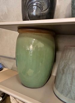 Le Beau Tall Oval/Cylindrical Ceramic Planter with Rolled Rim