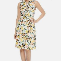 London Times brand Sleeveless Lemon Print Shirt Dress