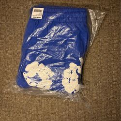 blue denim tear shorts