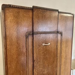 Antique Art Deco Wardrobe 