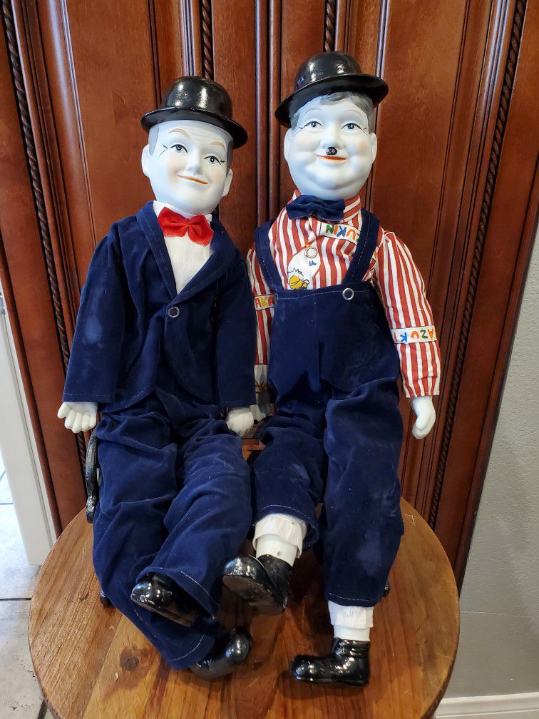 Vintage Laurel And Hardy Porcelain Figurine Dolls 