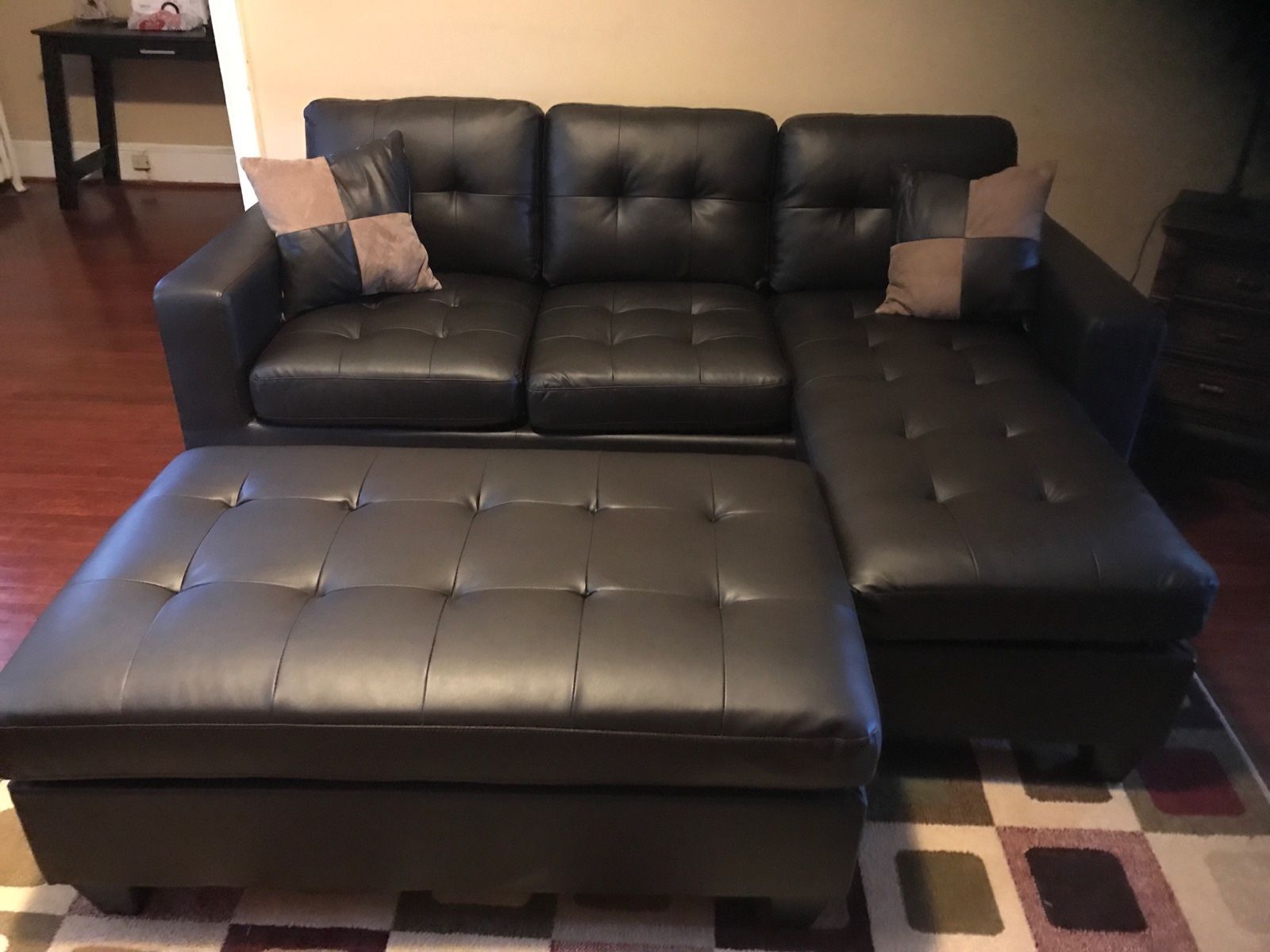 Brand New Leather Sectional With Ottoman (Available For Same Day)