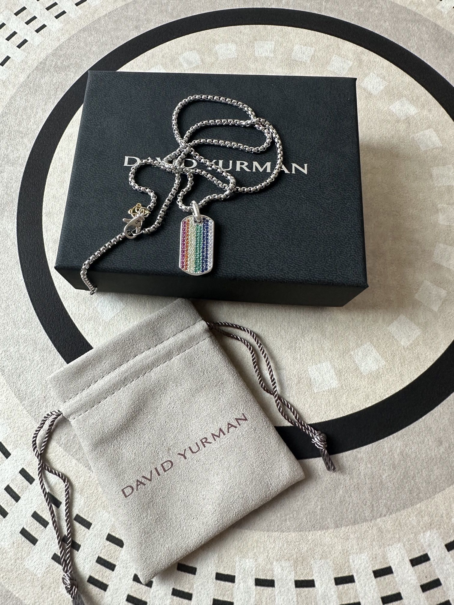 David Yurman Colorful Dog Tag Pendant Necklace