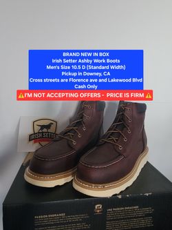 Red Wing Irish Setter Ashby 6" Work Boots 83606 - Men's Size 10.5 D - NEW IN BOX
