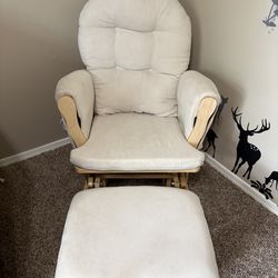 Beige Glider with Ottoman