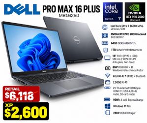 Laptop Dell Pro Max 16 Plus U7 265HX 64Gb Nvidia RTX 8Gb
