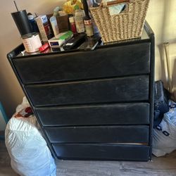 Leather Dresser Mirror Glass top 