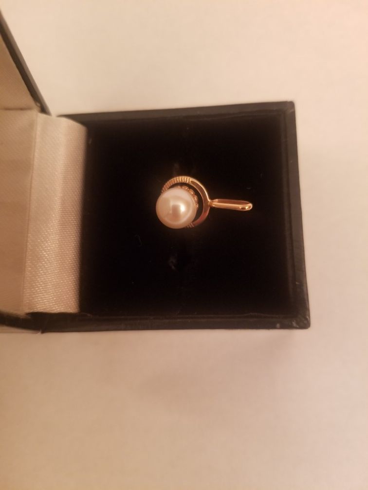 14k yg solid pendant cultured freshwater 7.5mm round pearl