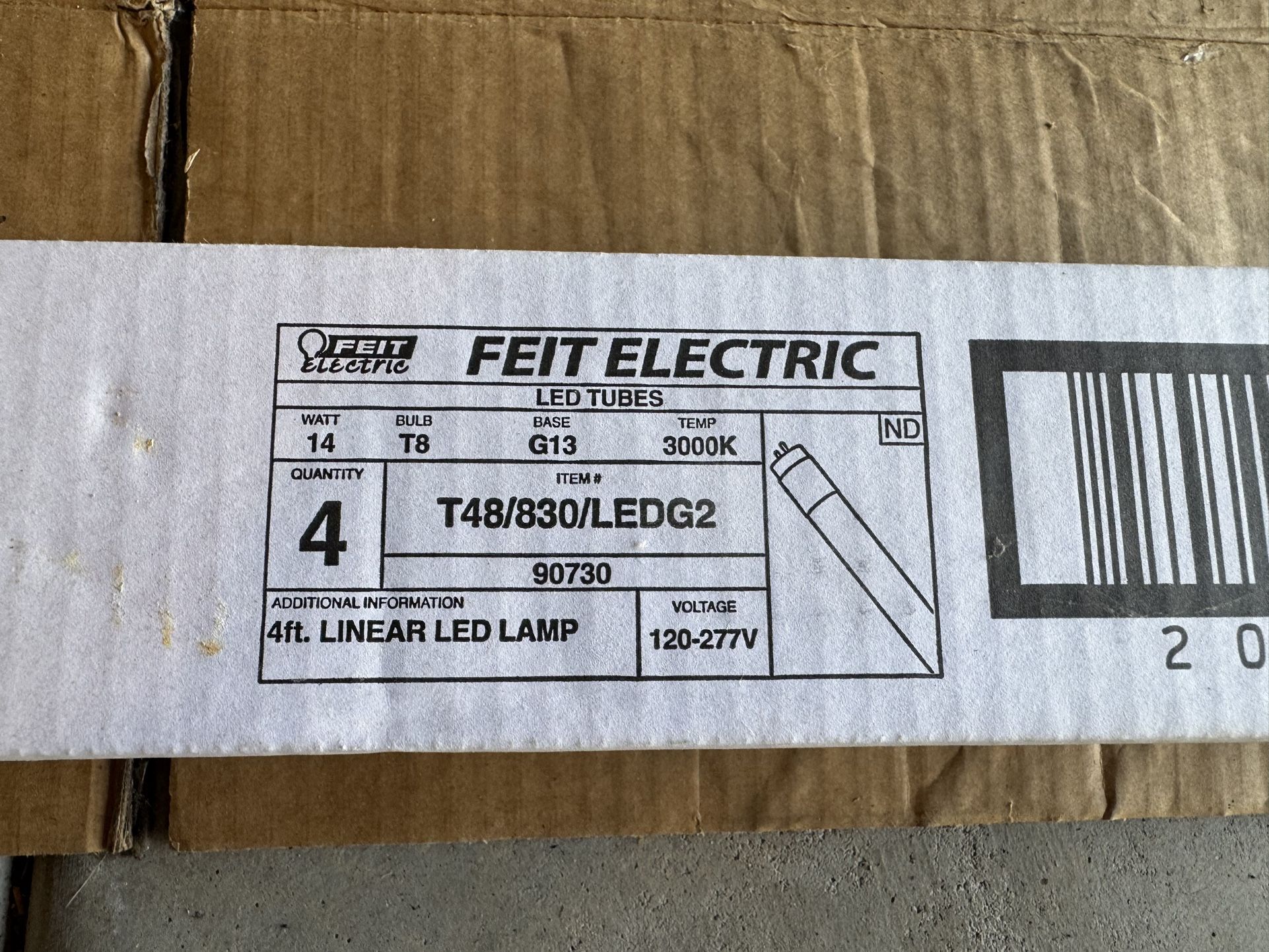 Feit 4ft LED Light Bulbs (QTY 4) T48/830/LEDG2