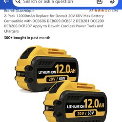 Lithium Ion 20v/70v 12.0 Ah 2 Pack Replacement For Dewalt Battery’s New In Box.