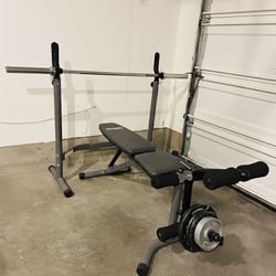 Weight Bench + Barbell Set – Great Condition
