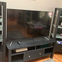 Tv Stands With Two Side Display Shelves Units, heavy duty