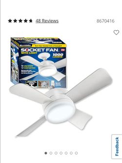 SOCKET FAN AND LIGHT NO WIRES OR BATTERIES NEEDED