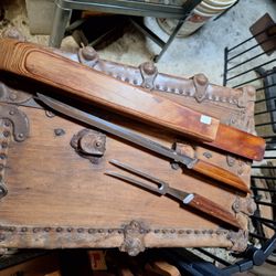 Carving Knife And Fork Set With Wooden Sheathe