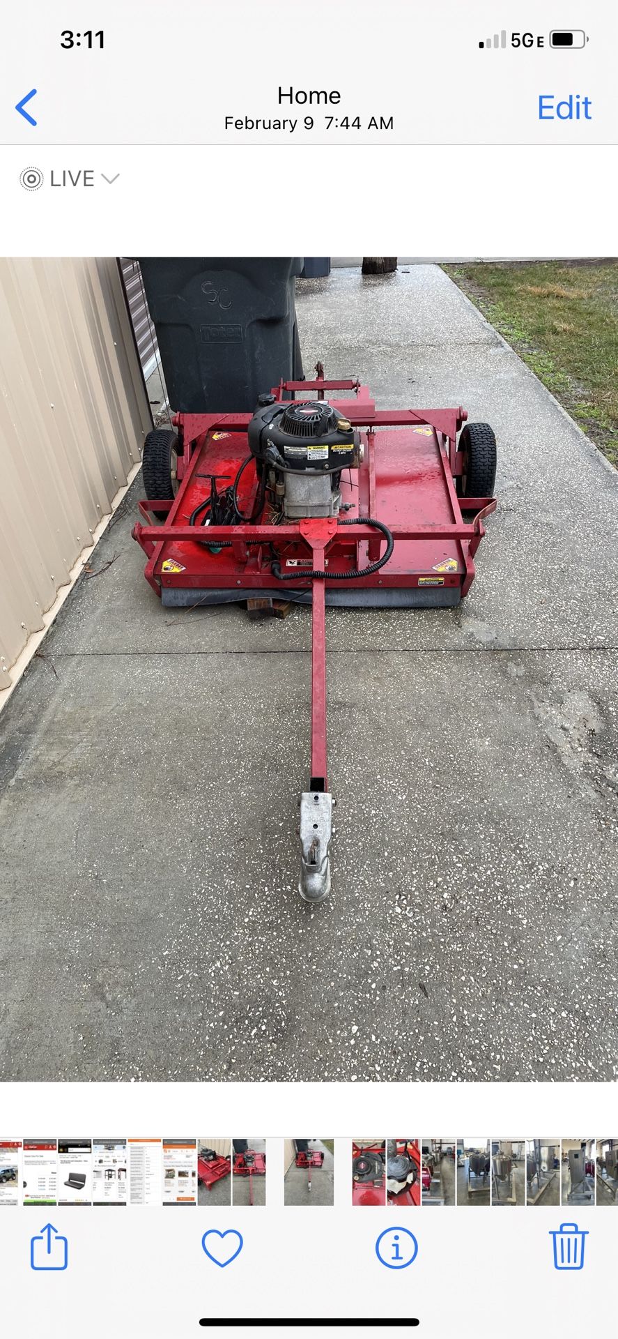 44 Inch Cut Swisher Pull Mower, 10.5 HP   